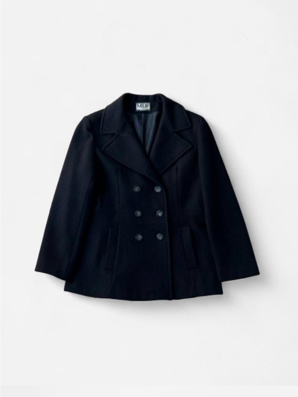Y2K Black Peacoat Wool Double Breasted Black Vtg Classic Blazer Blair Waldrof M - Picture 2 of 9
